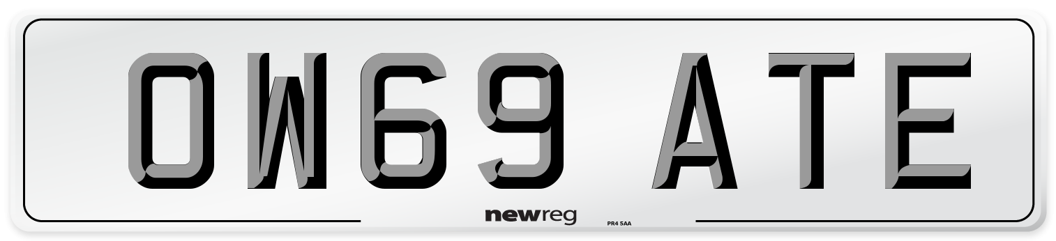 OW69 ATE Number Plate from New Reg